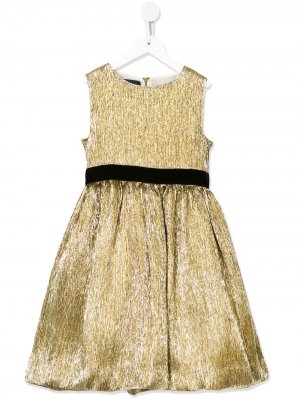 Короткое платье с эффектом металлик Oscar De La Renta Kids. Цвет: золотистый