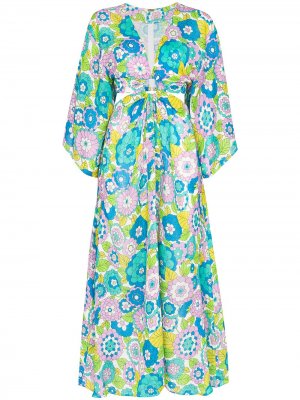 Платье Shelly с вырезами и цветочным принтом Dodo Bar Or. Цвет: синий
