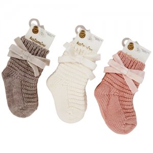 Комплект вязаных носков для новорожденного, 3пары KATAMINO. Цвет: розовый/коричневый/бежевый