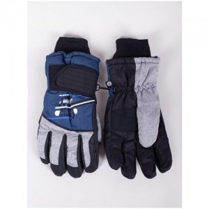 Перчатки зимние, подкладка, размер 18, мультиколор Yo!. Цвет: синий/серый/черный