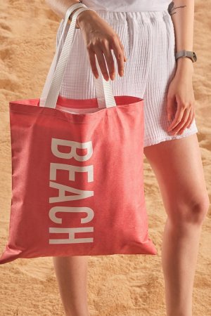 Пляжная сумка с принтом и пляжным узором , апельсин Zeynep Tekstil