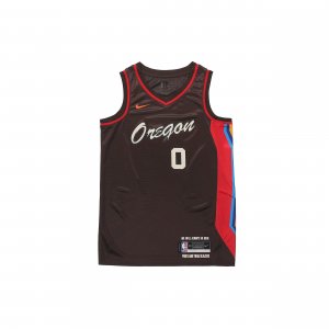 City Edition 20-21 Portland Trail Blazers Damian Lillard No.0 Basketball Jersey Men Tops Dark-Charcoal-Brown CN1775-250 Nike