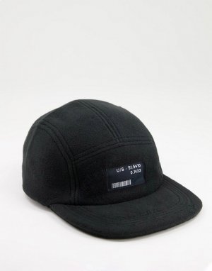 Флисовая 5-панельная кепка черного цвета с фирменной символикой -Черный цвет ASOS DESIGN