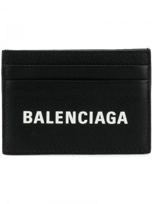 Визитница с логотипом Balenciaga. Цвет: черный