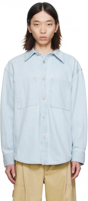 Синяя джинсовая рубашка с принтом , цвет Blue Wooyoungmi