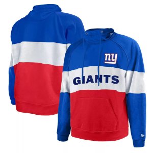 Мужской королевский/красный флисовый пуловер с капюшоном New York Giants Big & Tall Current Team цветными блоками и регланами Era