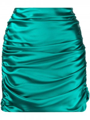 Шелковая юбка мини со сборками Michelle Mason. Цвет: синий