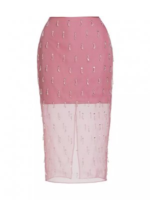 Шелковая юбка миди с украшением Marta Cinq À Sept, фиолетовый Sept