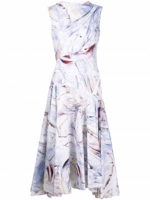 Расклешенное платье миди Alexander McQueen. Цвет: белый