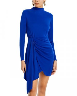 Платье-юбка из джерси с длинным рукавом и воротником-стойкой запахом , цвет Blue AQUA