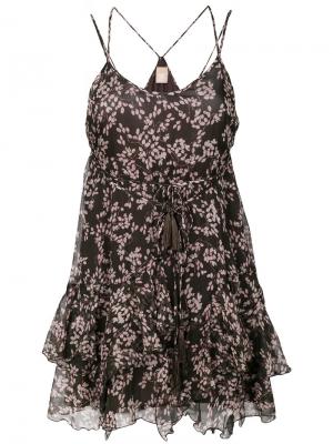 Расклешенное платье мини с цветочным принтом Pascal Millet. Цвет: чёрный