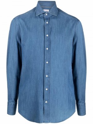 Джинсовая рубашка Brunello Cucinelli. Цвет: синий