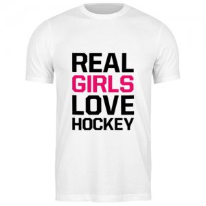 Футболка 2175109 Реальные девушки любят хоккей, размер: S, цвет: белый Printio. Цвет: белый