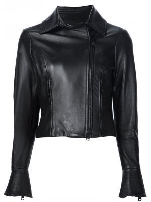 Кожаная байкерская куртка Carolina Herrera. Цвет: чёрный