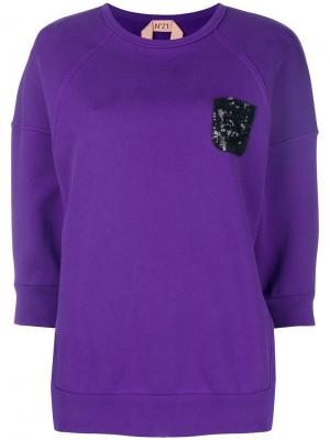 Декорированный свитер Nº21. Цвет: фиолетовый
