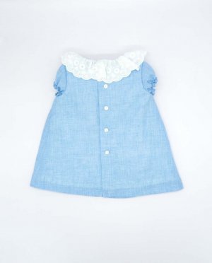 Хлопковое платье для девочки с рюшным воротником , синий Fina Ejerique