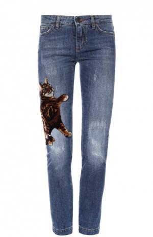 Укороченные джинсы-скинни с отделкой Dolce & Gabbana. Цвет: голубой