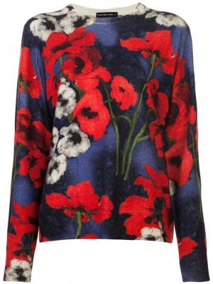 Приталенный свитер с цветочным принтом Samantha Sung. Цвет: синий