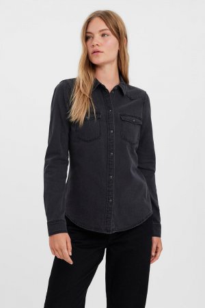 Джинсовая рубашка с длинными рукавами , черный Vero Moda