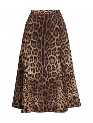 Юбка-миди с леопардовым принтом , леопард Dolce&Gabbana