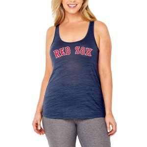 Женская мягкая как виноградина темно-синяя майка Boston Red Sox с открытой спиной-борцовкой больших размеров Unbranded