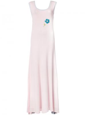 Вязаное пплатье-макси дизайна колор-блок Natasha Zinko. Цвет: розовый