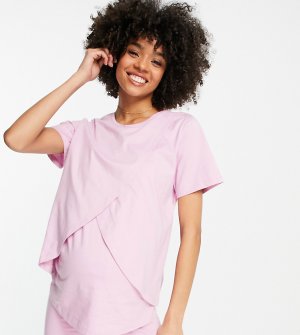 Розовая пижамная футболка для кормящих матерей из органического хлопка от комбинируемого комплекта ASOS DESIGN Maternity – Выбирай и Комбинируй-Розовый - Nursing