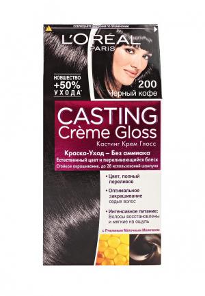 Краска для волос LOreal Paris L'Oreal Casting Creme Gloss без аммиака, оттенок 200, Черный кофе. Цвет: коричневый