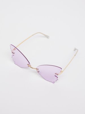 Солнцезащитные очки без оправы zolla. Цвет: лиловый