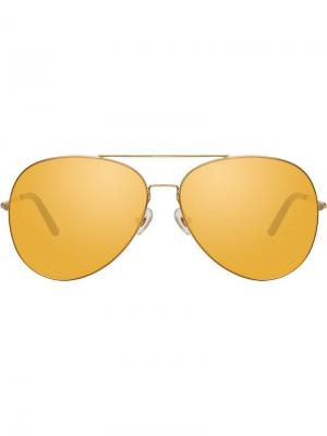 Солнцезащитные очки в оправе авиатор Matthew Williamson. Цвет: золотистый