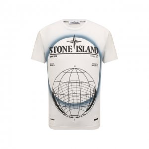 Хлопковая футболка Stone Island. Цвет: кремовый
