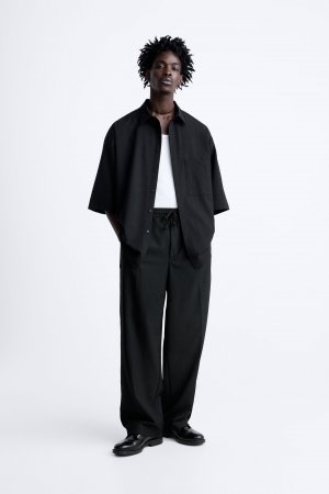 Пижамные брюки контрастного цвета с лентами по краям Zara, черный ZARA