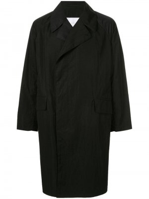 Двубортное пальто узкого кроя Blueflag + Kiminori Morishita. Цвет: черный