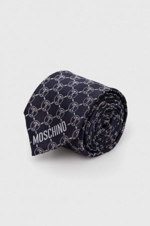 Шелковый галстук , темно-синий Moschino