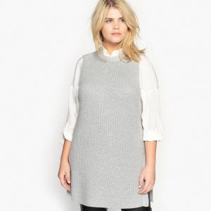 Пуловер-туника с круглым вырезом без рукавов CASTALUNA. Цвет: светло-серый меланж