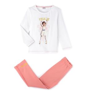 Пижама двухцветная с длинными рукавами, 2 - 10 лет BALLERINA. Цвет: белый + розовый