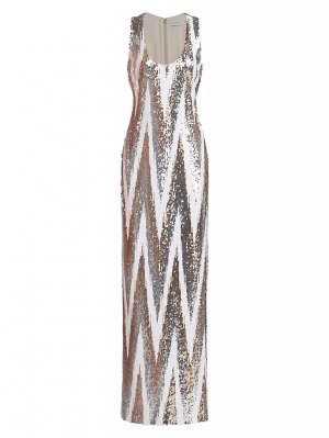 Платье Eleanor с шевронами и пайетками , цвет graphic silver Halston