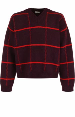Шерстяной пуловер в клетку свободного кроя Dries Van Noten. Цвет: бордовый