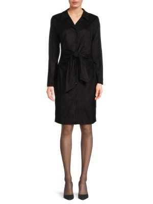 Платье-рубашка с завязками спереди , черный Donna Karan