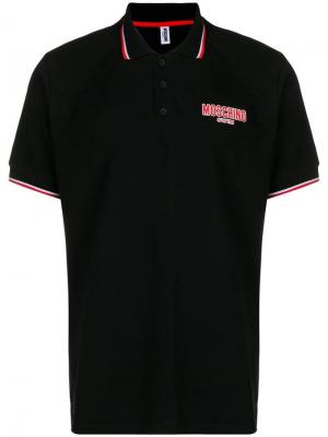Рубашка-поло с короткими рукавами и логотипом Moschino. Цвет: черный