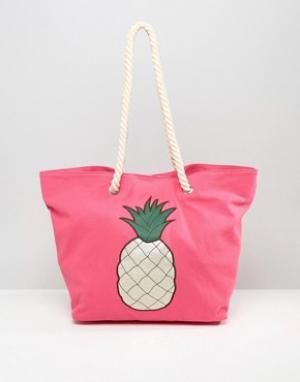 Пляжная сумка с ананасом Chateau. Цвет: розовый