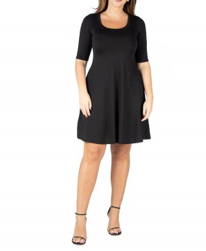 Женское платье больших размеров с расклешенными рукавами и до локтя 24seven Comfort Apparel, черный