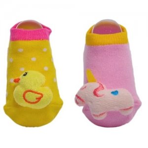 Носки детские с игрушкой 2 пары 101718компл/1820/5, размер 18-20 Lansa. Цвет: желтый/розовый