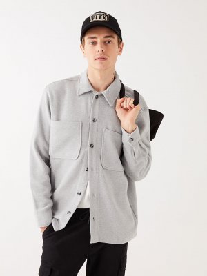 Мужская куртка-рубашка стандартного кроя с длинным рукавом , серый LCW Casual
