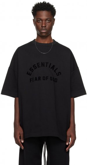 Черная футболка с круглым вырезом , цвет Jet black Fear Of God Essentials