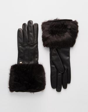 Кожаные перчатки с подкладкой из искусственного меха Metley Ted Baker. Цвет: черный