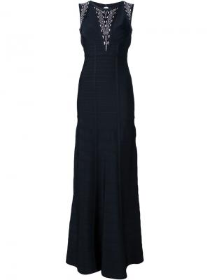 Вечернее платье с открытой спиной Hervé Léger. Цвет: чёрный