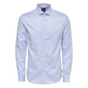 Рубашка прямая с рисунком и длинными рукавами ONLY & SONS. Цвет: белый,синий морской