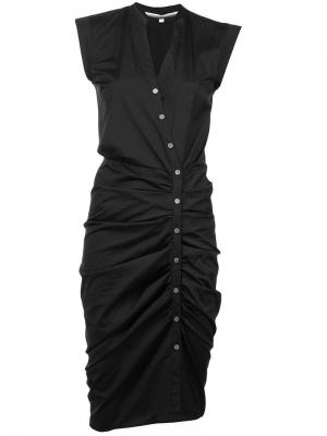 Платье-рубашка со сборкой Veronica Beard. Цвет: черный