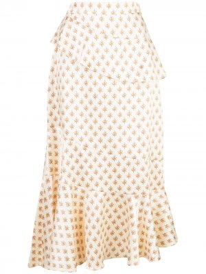 Ярусная юбка Ossie с цветочным принтом Alexa Chung. Цвет: белый